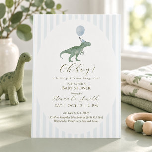 Oh Boy Dinosaur Baby Shower Invitation