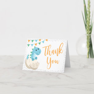 Oh Boy Dinosaur Baby Shower Letterpress Thank You Card