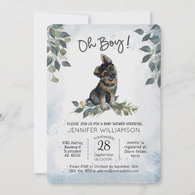 Oh Boy! Dog Baby Shower  Invitation (Front)