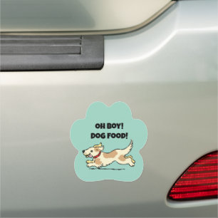 Oh Boy Dog Food Hungry Puppy Cartoon Illustration Car Magnet