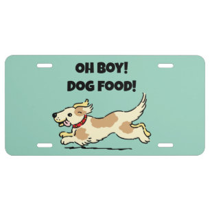 Oh Boy Dog Food Hungry Puppy Cartoon Illustration License Plate