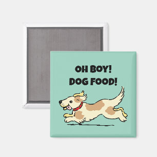 Oh Boy Dog Food Hungry Puppy Cartoon Illustration Magnet