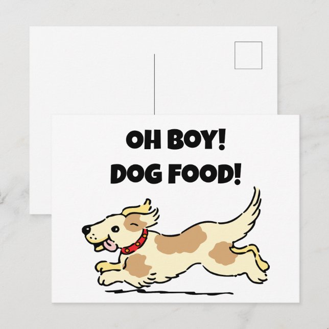 Oh Boy Dog Food Hungry Puppy Cartoon Illustration Postcard (Front/Back)