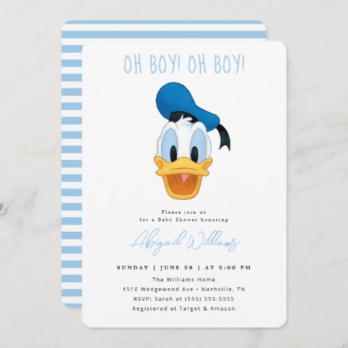 Oh Boy Donald Duck Baby Shower Invitation