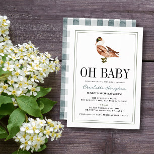 Oh Boy Duck/Mallard Classic Boy Baby Shower Invitation