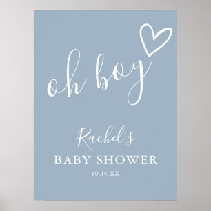 Oh Boy Dusty Blue Baby Shower Welcome Sign
