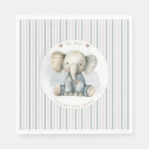 Oh Boy Elephant Blue Arch Baby Shower Napkins
