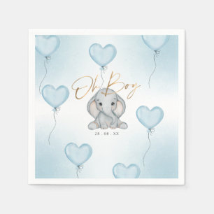Oh Boy Elephant Blue Balloon boy Baby Shower Napkins