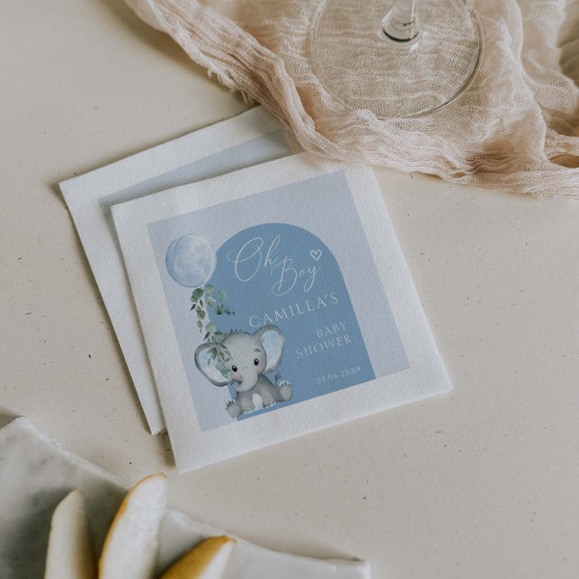 Oh Boy Elephant Boy Balloon Baby Shower Napkins (Creator Uploaded)