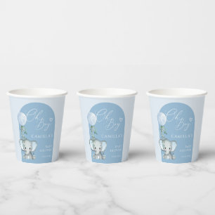 Oh Boy Elephant Boy Balloon Baby Shower  Paper Cups