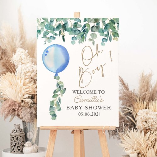 Oh Boy  Eucalyptus Blue Balloon Baby Shower Foam Board