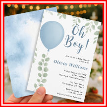 Oh Boy Eucalyptus Blue Balloon Baby Shower