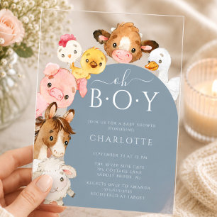 Oh Boy Farm Animals Shower Invitation