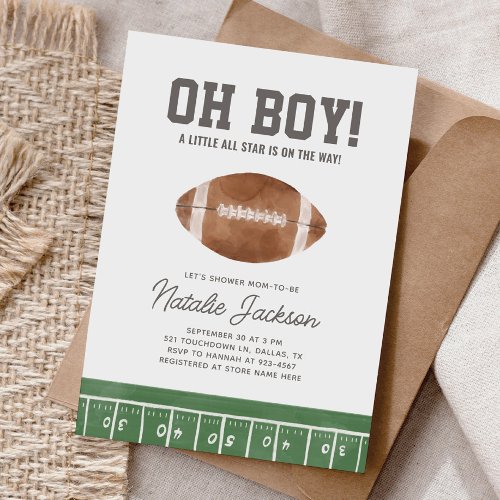 Oh Boy Football Baby Shower Invitation