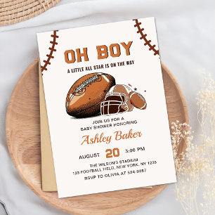 Oh Boy Football Baby Shower Invitation