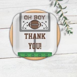 Oh Boy Football Baby Shower Paper Plates
