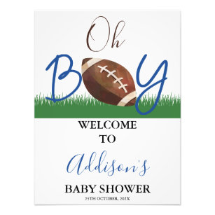 Oh Boy Football Baby Shower Welcome Poster