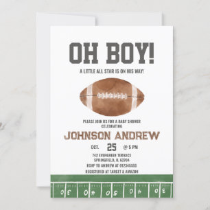 Oh Boy Football Boy Baby Shower Invitation