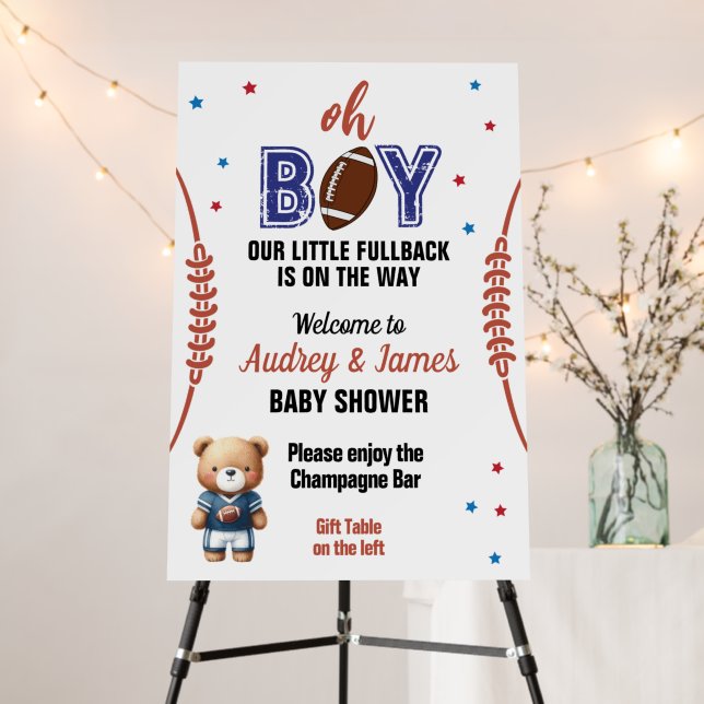 Oh Boy Football Theme Baby Shower Foam Board (In Situ (Stand))