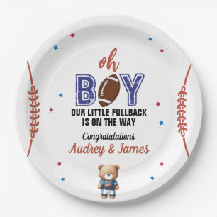 Oh Boy Football Theme Baby Shower Paper Plates