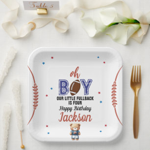 Oh Boy Football Theme Birthday Paper Plates