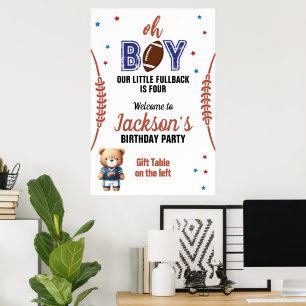 Oh Boy Football Theme Birthday Poster