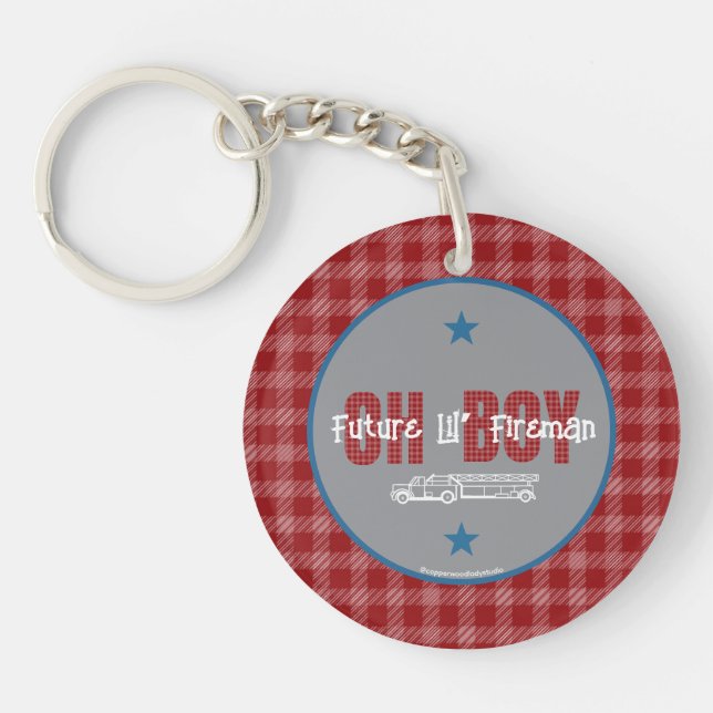 Oh Boy Future Fireman new baby Keychain (Front)