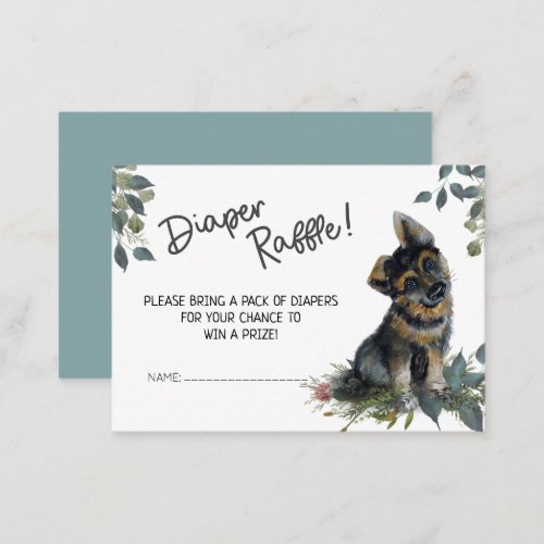 Oh Boy German Shepherd Puppy Diaper Raffle Blue Enclosure Card