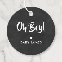 Oh Boy Gift Tag, Baby Shower Gift Tag, Chalkboard Favor Tags