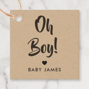 Oh Boy Gift Tag, Baby Shower Gift Tag, Kraft Favor Tags