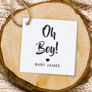 Oh Boy Gift Tag, Baby Shower Gift Tag, Kraft Favor Tags