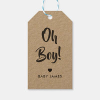 Oh Boy Gift Tag, Baby Shower Gift Tag, Kraft Gift Tags