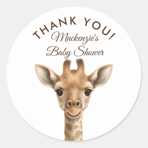 Oh Boy Giraffe Safari Baby Shower Thank You Classic Round Sticker
