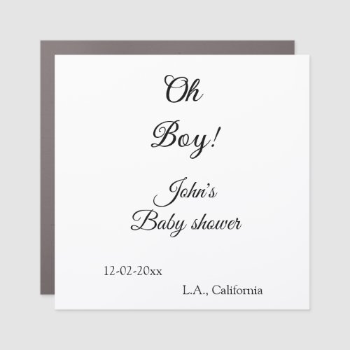 oh boy girl baby shower add name date year venue e car magnet