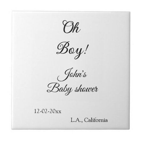 oh boy girl baby shower add name date year venue e ceramic tile