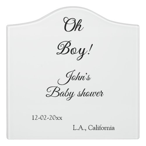 oh boy girl baby shower add name date year venue e door sign