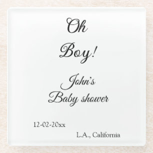 oh boy girl baby shower add name date year venue e glass coaster