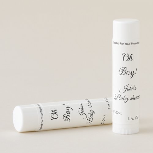 oh boy girl baby shower add name date year venue e lip balm