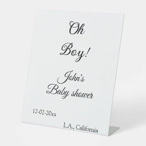 oh boy girl baby shower add name date year venue e pedestal sign