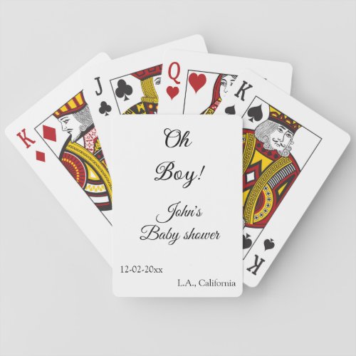 oh boy girl baby shower add name date year venue e poker cards