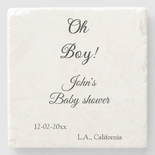 oh boy girl baby shower add name date year venue e stone coaster