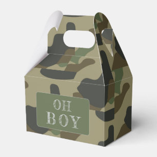 Oh Boy Green Camo Baby Shower Favor Boxes