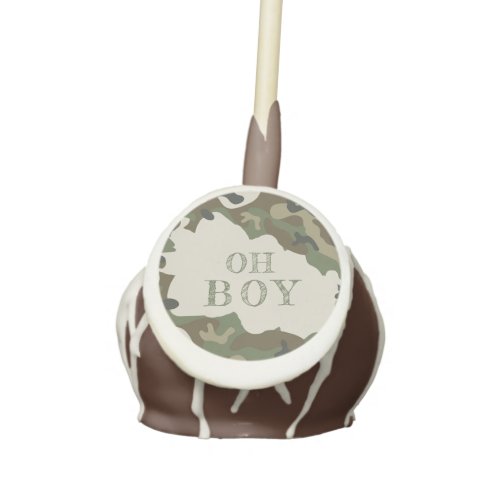 Oh Boy Green Camouflage Baby Shower   Cake Pops