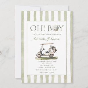 Oh Boy Green Preppy Golf Baby Shower Invitation