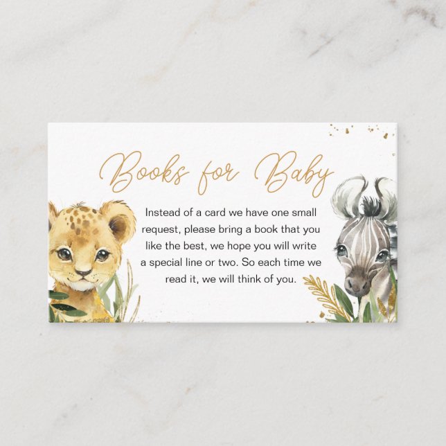 Oh Boy Greenery Safari Baby Shower Books for Baby Enclosure Card (Front)