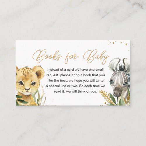 Oh Boy Greenery Safari Baby Shower Books for Baby Enclosure Card