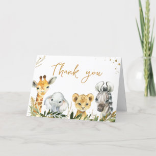 Oh Boy Greenery Safari Baby Shower  Letterpress Thank You Card