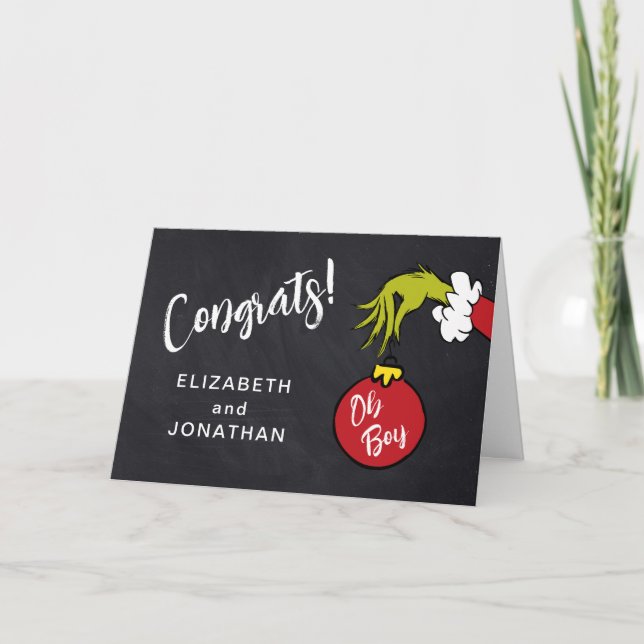 Oh Boy Grinch Baby Shower Congratulations Card (Front)