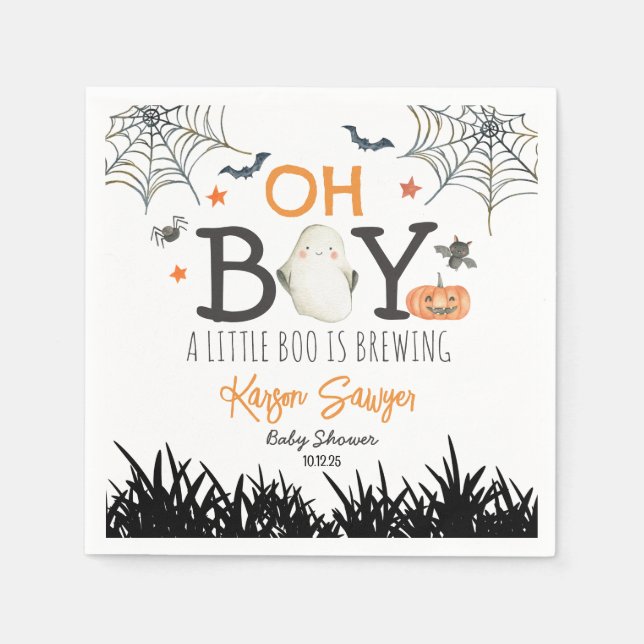 Oh Boy Halloween Napkins (Front)