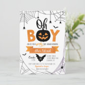 Oh Boy! Halloween Pumpkin Baby Shower Invitation (Standing Front)